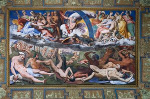 Zeus schlägt die rebellierenden Riesen (der Fall der Riesen) in der Halle des Jupiter von Perino del Vaga