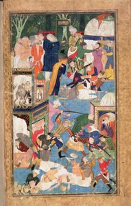 Die Plünderung von Isfahan im Jahr 1387 zeigt Timurs Truppen beim Plündern, Brandschatzen und Morden von Persian School