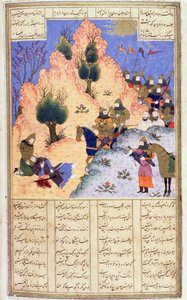 Iskandar tröstet den sterbenden Dara, aus Firdawsis Shanaman, ca. 1440-45 von Persian School