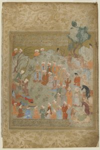 Muhammad führte Hajj-Zeremonien durch und warnte seine Jünger vor seinem Tod, 1571-72 von Persian School