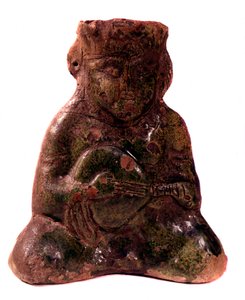 Persische Kunst: Vase in Form eines Mandolinenspielers, 13. Jahrhundert von Persian School
