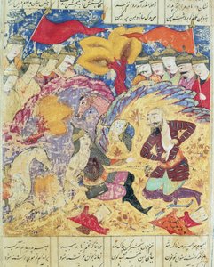 Rostam trauert um den Tod von Sohrab, Illustration aus dem Shahnama (Buch der Könige) von Abul-Qasim Manur Firdawsi