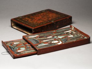 Werkzeugkasten, der die Heilige Familie darstellt, ca. 1830