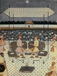 Zwei Mogulprinzen im Gespräch bei Nacht, ca. 1480-90