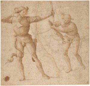 Ein Bogenschütze und ein Armbrustschütze, ca. 1500