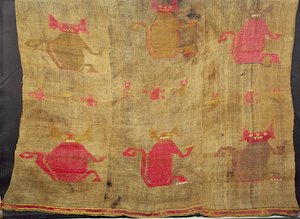 Peruanisches Leichentuch; Baumwolle und Vicuna, vor der Eroberung (15. Jahrhundert)