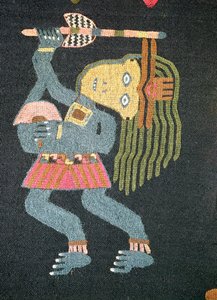 Gewebter Wolltänzer mit Stab, Paracas-Stamm