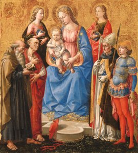 Madonna mit Kind und sechs Heiligen, späte 1440er von Pesello Peselli