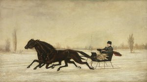 David Marsh in einem Pferdeschlitten in einer Winterlandschaft, 1880 von Peter B. West