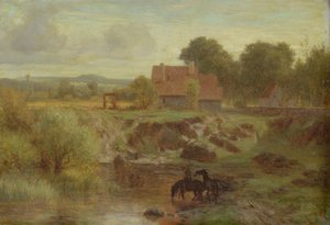Pferde überqueren einen Fluss in der Île-de-France, 1855 von Peter Burnitz
