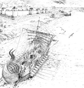 Römische Galeere, 4. Jahrhundert, ca. 1990-2010 von Peter Dunn