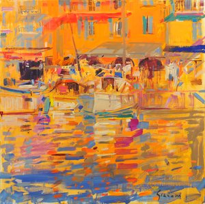 Boote im Hafen Saint Tropez von Peter Graham (Contemporary)