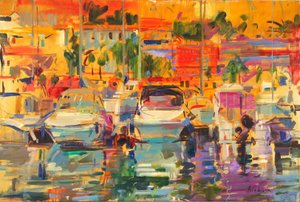 Hafen der Riviera im Sonnenlicht von Peter Graham (Contemporary)