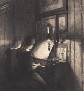 Zwei kleine Mädchen am Klavier von Peter Vilhelm Ilsted