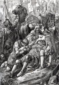 König Wilhelm der Eroberer wird von seinem Sohn Robert II. von der Normandie genannt Courteheuse (1051-1134) in der Festung von Gerberoy verwundet