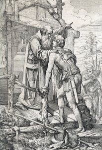 Der junge Odoaker (ca. 433-493) erhält den Segen von Severin, Apostel von Noricum, ca. 470 von Peter Johann Nepomuck Geiger