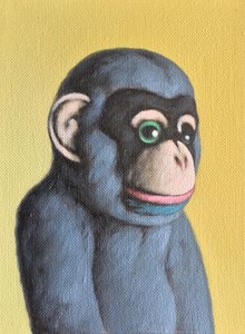 Mauve Affe auf Gelb