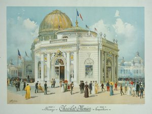Chocolate-Menier-Pavillon, Weltausstellung in Chicago, Illinois, Perspektivansicht von Peter Joseph Weber