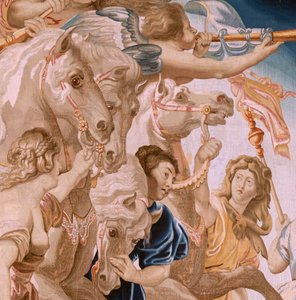 Flämischer Wandteppich. Serie Der Triumph der Eucharistie. Der Triumph der Kirche. Achter Wandteppich der Serie. Modell Peter Paul Rubens. 1626-1628. Herstellung Jan II Raes, Brüssel