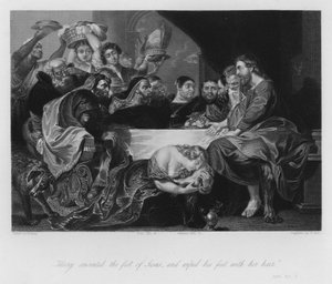 Maria Magdalena salbt die Füße unseres Erlösers, Johannes XII, 3