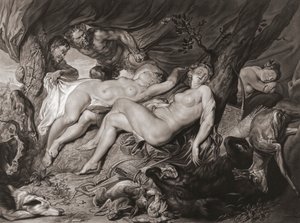 Schlafende Diana und ihre Nymphen von Satyrn beobachtet von Peter Paul (after) Rubens