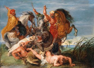Jagd auf Nilpferd und Krokodil von Peter Paul Rubens
