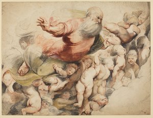 Gottvater, unterstützt von Engeln, nach Pordenone, 1600-03 von Peter Paul Rubens