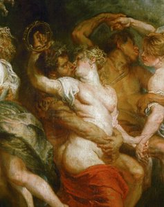 Satyr umarmt eine Bacchantin