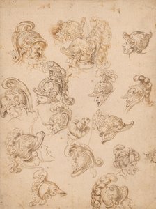 Studienblatt mit Helmen und Köpfen von Peter Paul Rubens