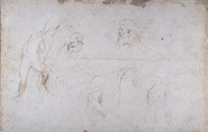 Studien einer männlichen Figur und zweier männlicher Köpfe, ca. 1601 von Peter Paul Rubens