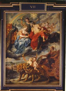 Der Medici-Zyklus: Treffen von Henri IV. (1553-1610) und Marie de Medici (1573-1642) in Lyon am 9. September 1600, 1621-25