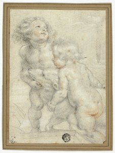 Zwei Putti mit Lamm