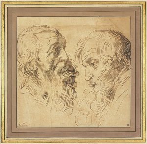 Zwei bärtige Köpfe im Profil nach rechts und links von Peter Paul Rubens