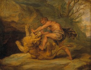 Samson und der Löwe, ca. 1640 von Peter Paul studio of Rubens
