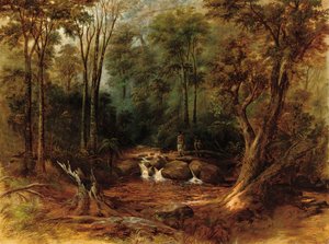 Maoris überqueren einen Waldstrom, 1887