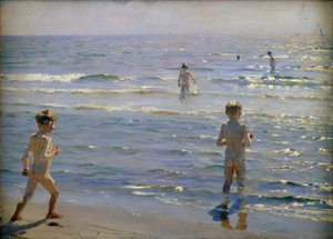 Badende Jungen. Sonnenschein. Skagen