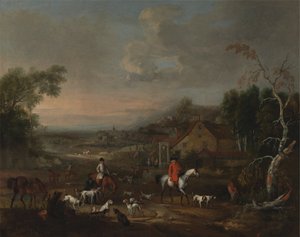 Der Reverend Jemmet Browne bei einem Treffen der Fuchshunde von Peter Tillemans