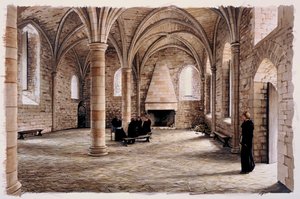 Novizenraum, Battle Abbey, East Sussex, im 12. Jahrhundert ca. 1980-2008