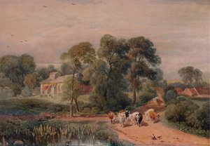 Straßenszene mit Vieh, 19. Jahrhundert von Peter de Wint