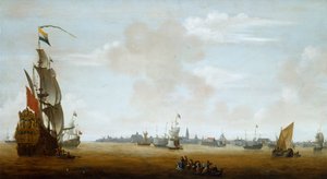 Blick auf Amsterdam vom Meer, 17. Jahrhundert von Peter van den Velde