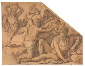 Aphrodite schützt Paris gegen Menelaos von Peter von Cornelius