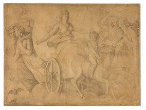Der Abend (Der Wagen der Artemis). Karton zu den Deckenbildern der Münchner Glyptothek von Peter von Cornelius