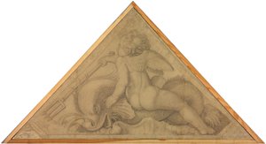 Eros mit dem Delphin (Element des Wassers). Karton zu den Deckenbildern der Münchner Glyptothek von Peter von Cornelius