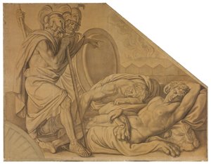 Nestor und Agamemnon wecken Diomedes. Karton zu den Deckenbildern der Münchner Glyptothek von Peter von Cornelius