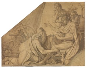 Priamos bittet Achill um den Leichnam seines Sohnes Hektor. Karton zu den Deckenbildern der Münchner Glyptothek von Peter von Cornelius