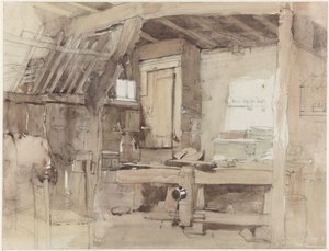 Ecke der Tischlerwerkstatt des Hauses Klingelbeek in Oosterbeek von Petrus Franciscus Greive