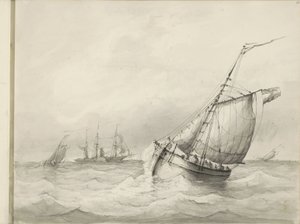 Segelschiffe auf See von Petrus Johannes Schotel (circle of)
