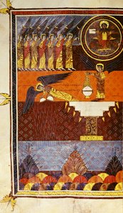 Sieben Engel mit Trompeten, aus der Beatus-Apokalypse von Santo Domingo de Silos von Petrus Petrus