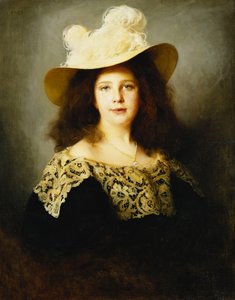 Porträt von Mici Lukacs, 10 Jahre alt, in einem dunkelblauen Kleid mit Spitzenkragen