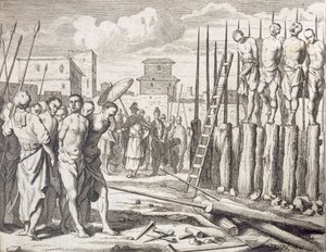 Die Pfählung einiger Rebellen (Strafe: Massaker durch Pfählung) von Philip Baldaeus